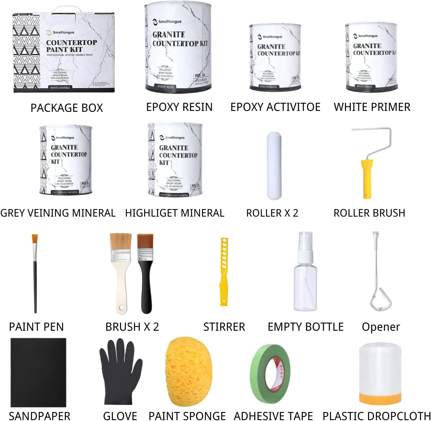 White Marble Countertop Paint Kit(Including Epoxy Resin), All-In-One Set, Cover