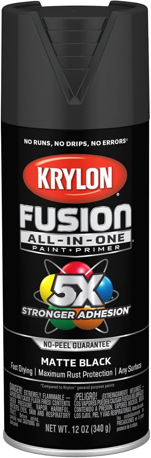 Versatile Fusion Matte Black Spray Paint, 12 oz – Indoor/Outdoor Use, Fast Dry