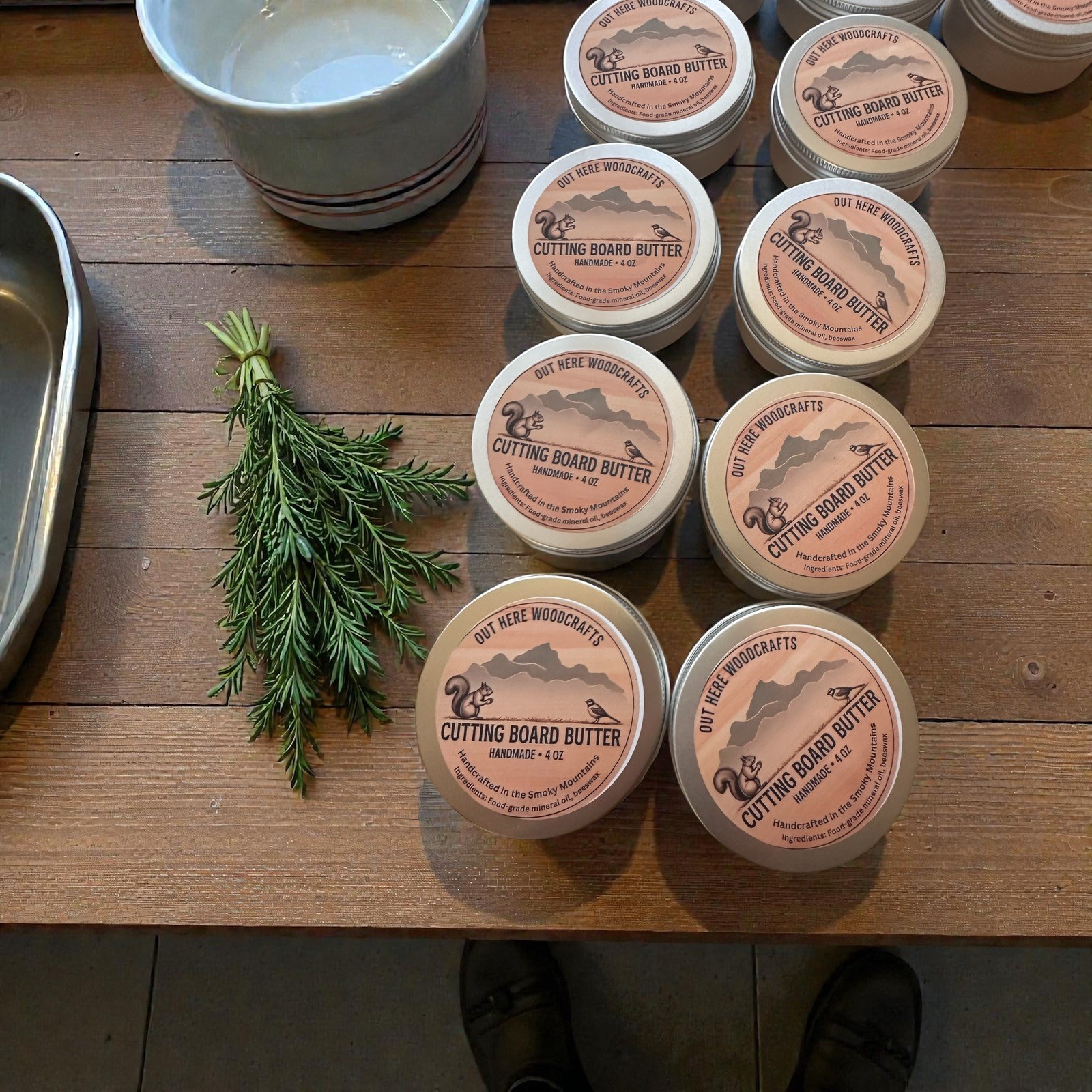Handmade Cutting Board Butter – Food Safe Mineral Oil & Beeswax – 4 oz Tin