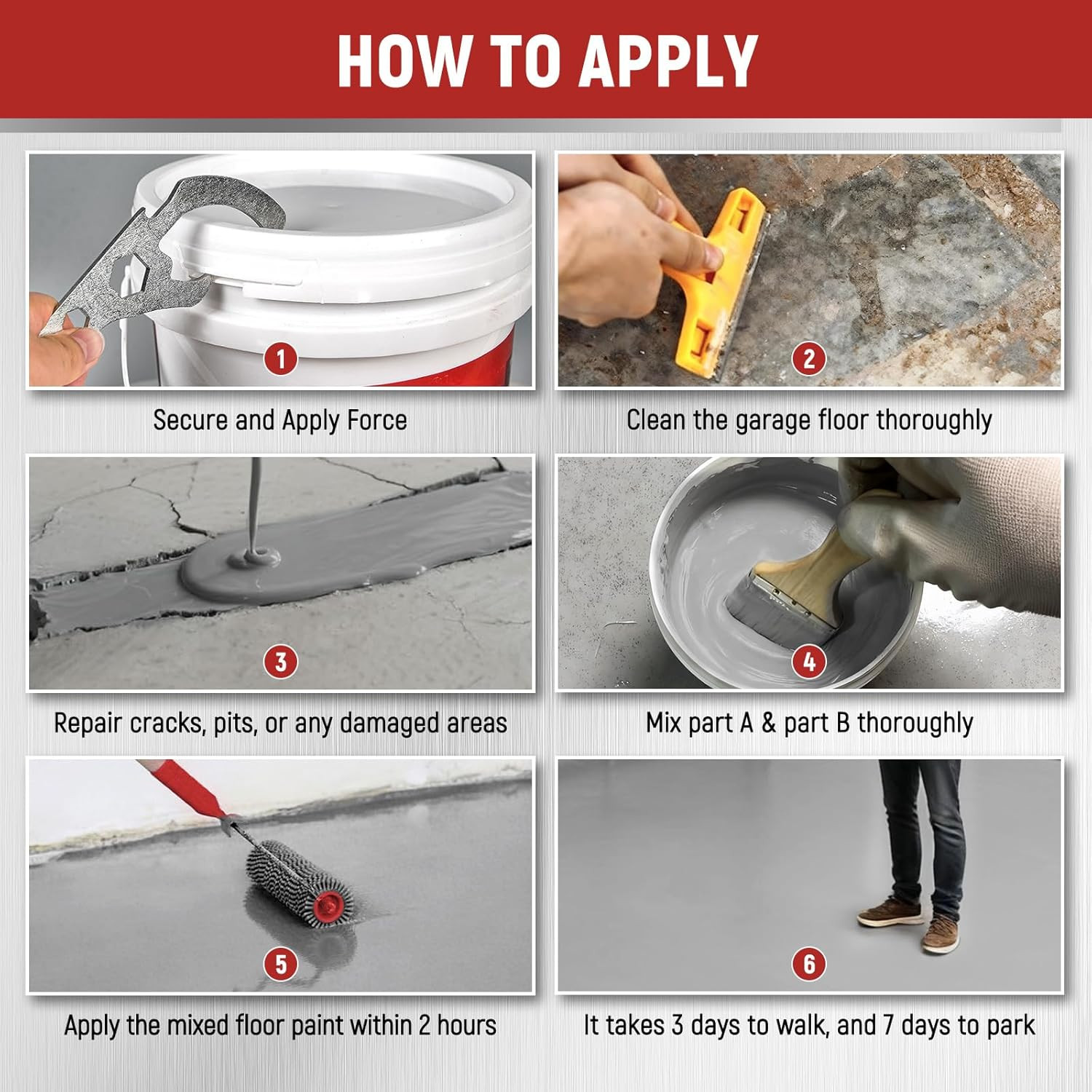 Professional Floor Paint Kit (1 Gallon) – Sea Gray Acrylic Concrete Coating for