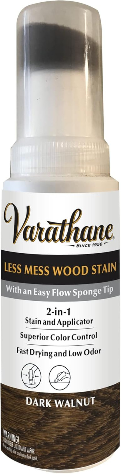 368029 Less Mess Wood Stain and Applicator, 4 Oz, Dark Walnut