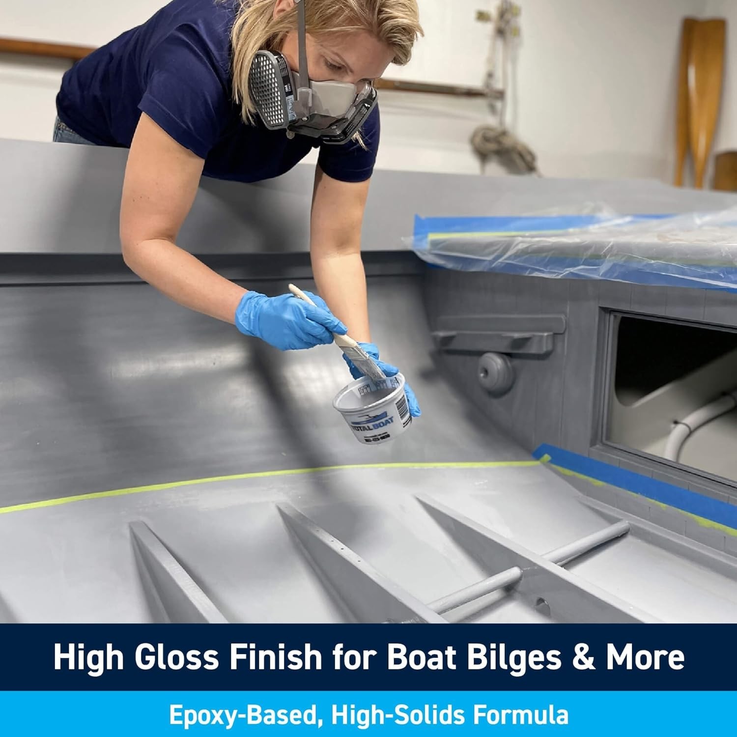 1 Qt High-Gloss Epoxy Based Bilge Paint for Boat Bilges Bulkheads, Engine Rooms