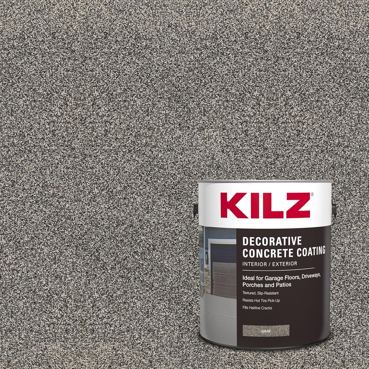 1 Gallon Decorative Concrete Coating – Slip-Resistant Gray with Speckled Finish