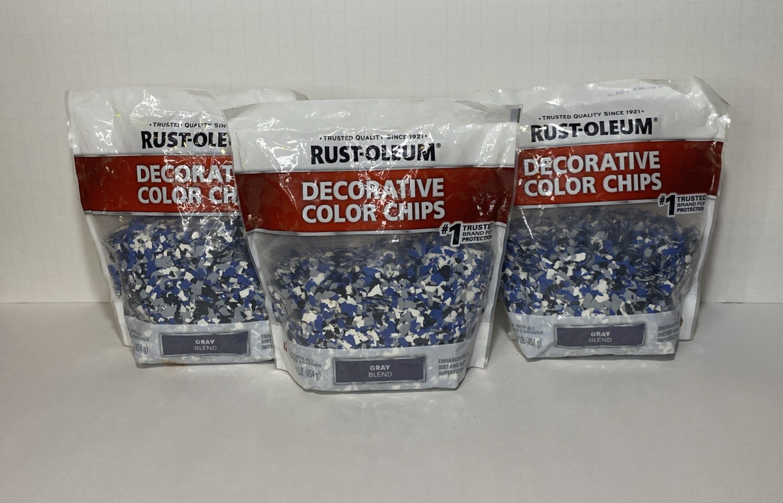 Lot Of 3 Rust-Oleum Gray Blend Decorative Color Chips 1 lb. Bags