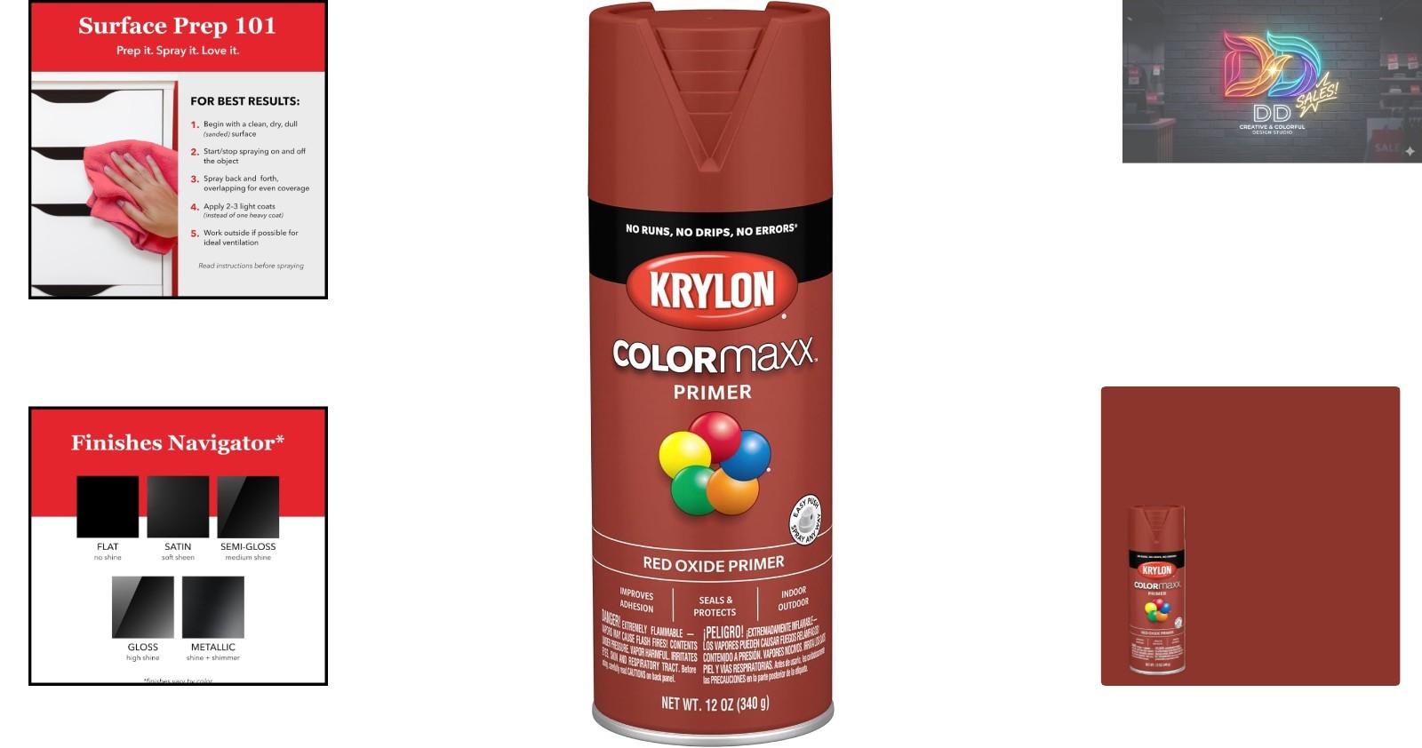 Fast-Drying ColorMaxx Red Oxide Primer Spray 12 Oz – Perfect for Crafts & DIY