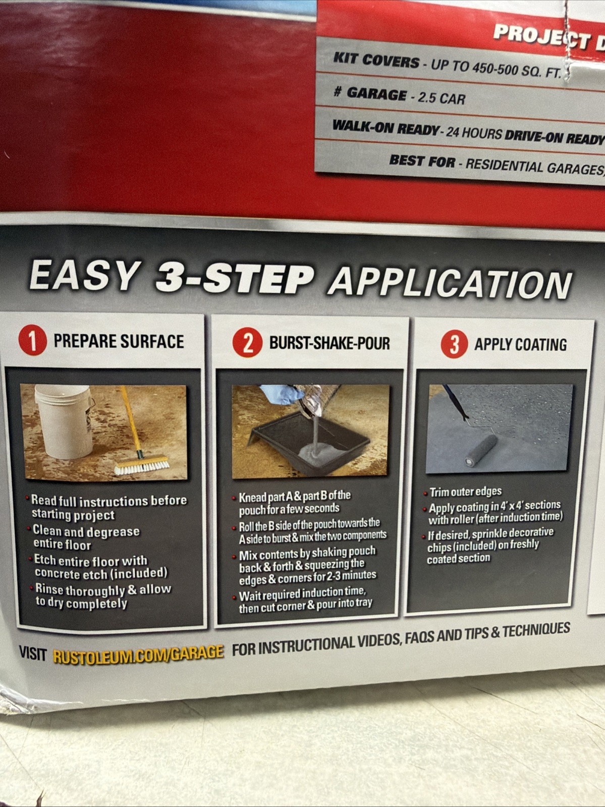 Rust Oleum Epoxy Shield Protect Gray Garage Floor Coating Kit High Gloss 2.5 Car