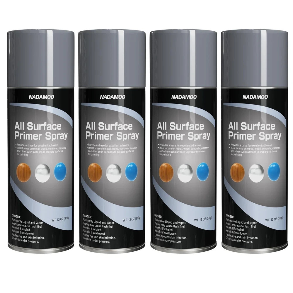 All Surface Primer Spray, One-Part Epoxy Primer Matte Gray, 4 Cans, Enhance A…