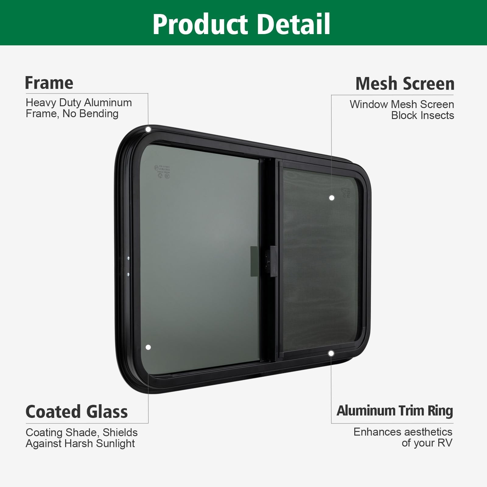 Dulepax Horizontal Rv Window 30 W X 24 H Tinted Slide Trailer Window Tempered