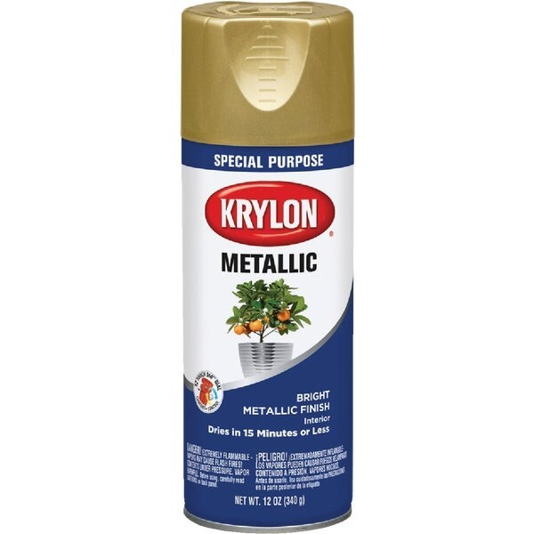 6-Krylon Metallic 12 Oz. Gloss Spray Paint, Bright Gold Model: K01701A77