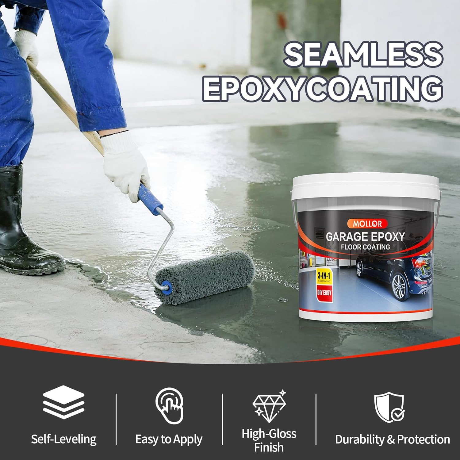 Fast-Drying 3-in-1 Slate Grey Epoxy Floor Coating with Non-Slip Finish