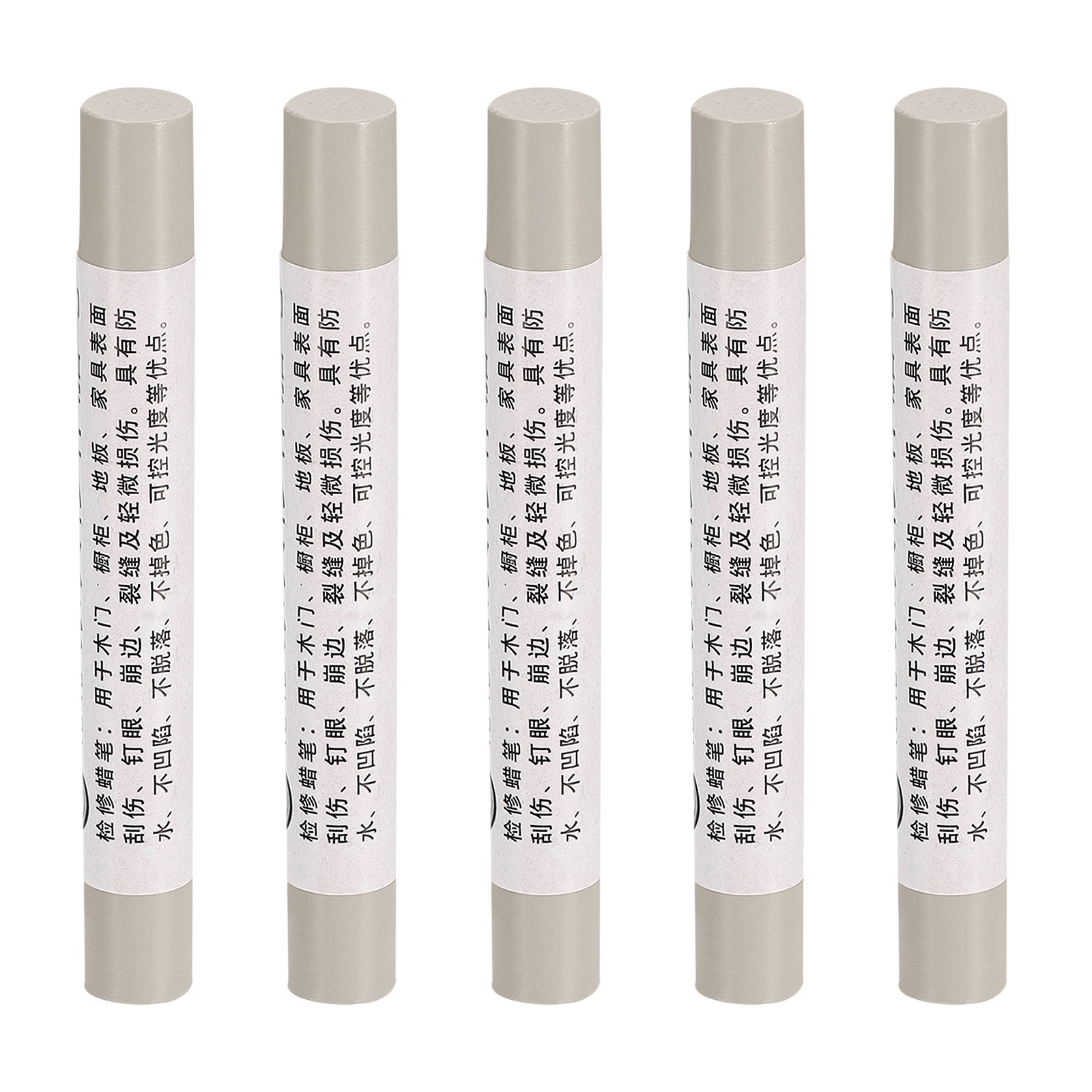 Furniture Repair Crayons Wax Filler Stick, 5Pcs Touch Up Pen Markers, Light Grey