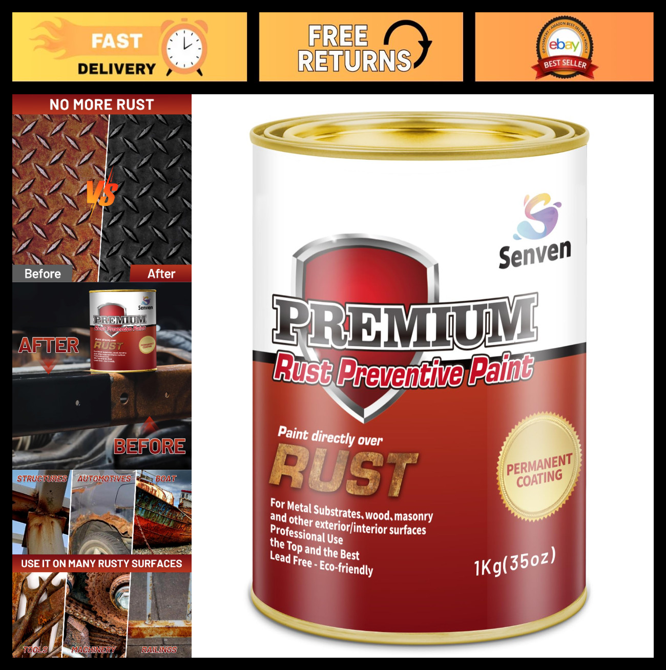 Permanently Prevent Rust & Corrosion – Anti-Rust Coating for Metal, 35 Fl Oz
