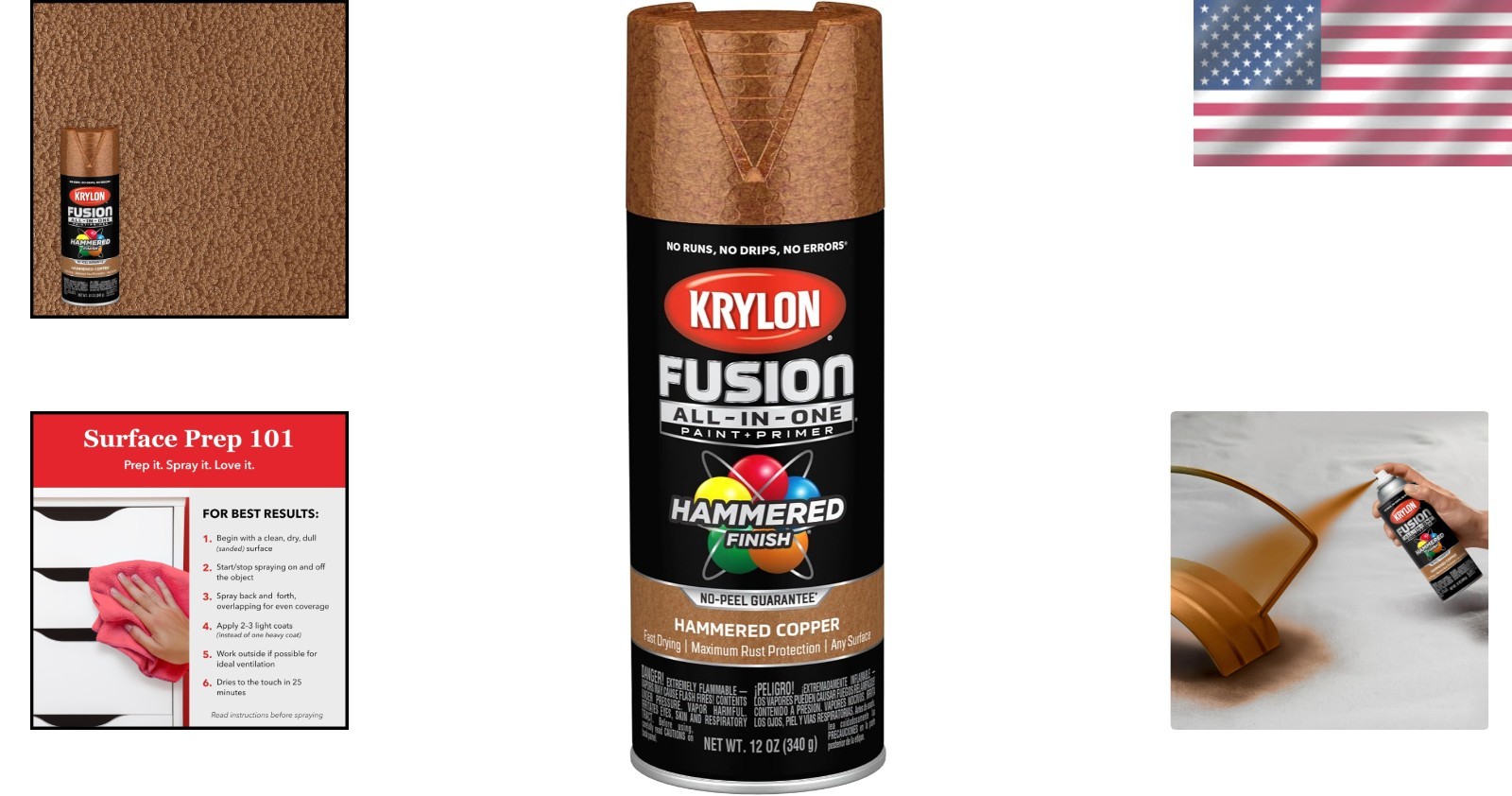 12 oz Fast-Drying Hammered Copper Spray Paint – Rust Protection for All Surfaces