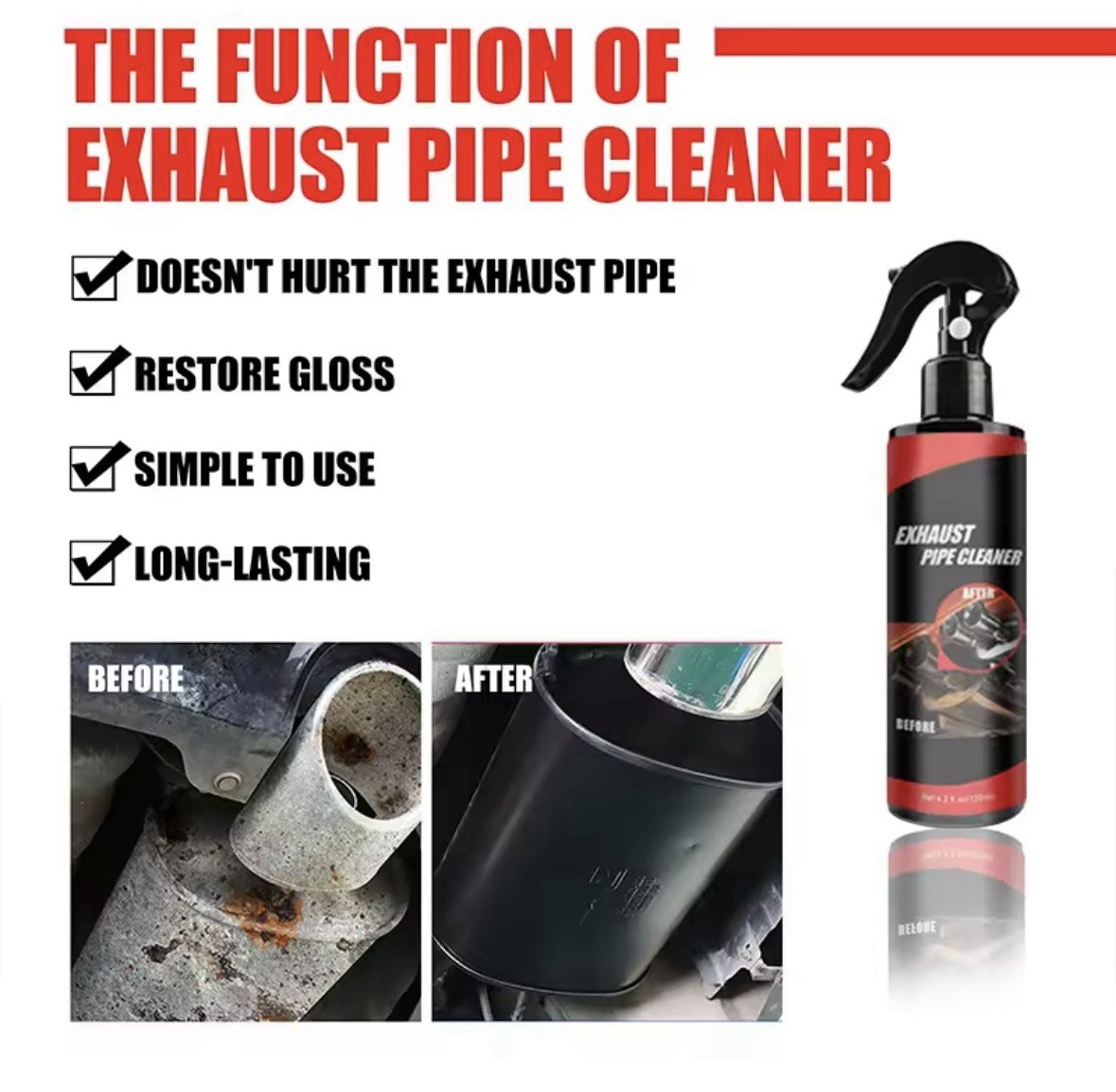 120ml Rust Remover Cleaner Kit for Exhaust Pipes for Motorcycles and Cars