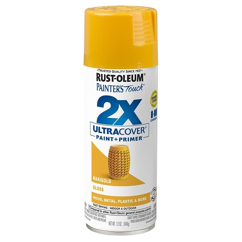 Rust-Oleum Painter’s Touch 2X Ultra Cover 346955 Spray Paint, Gloss, Marigold, 1