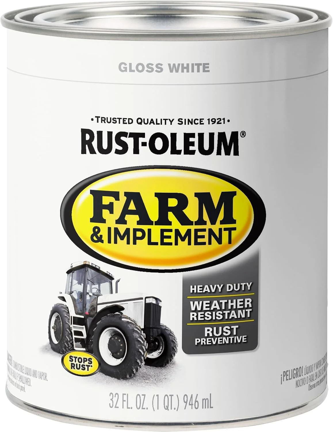 2PK Farm Implement Enamel Paint Gloss White Quart Heavy Duty Coating