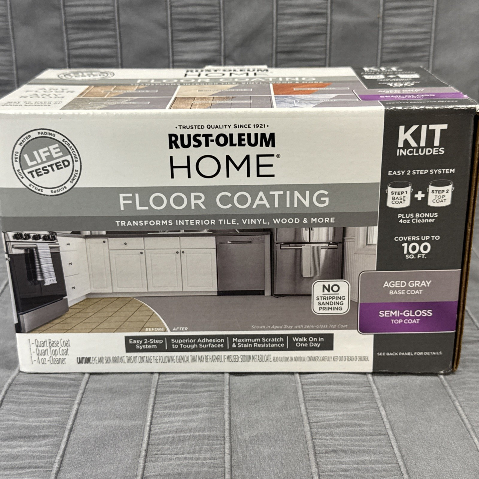 Rust-oleum Home Interior Floor Coating Kit, Aged Gray, Covers 100 SQ FT