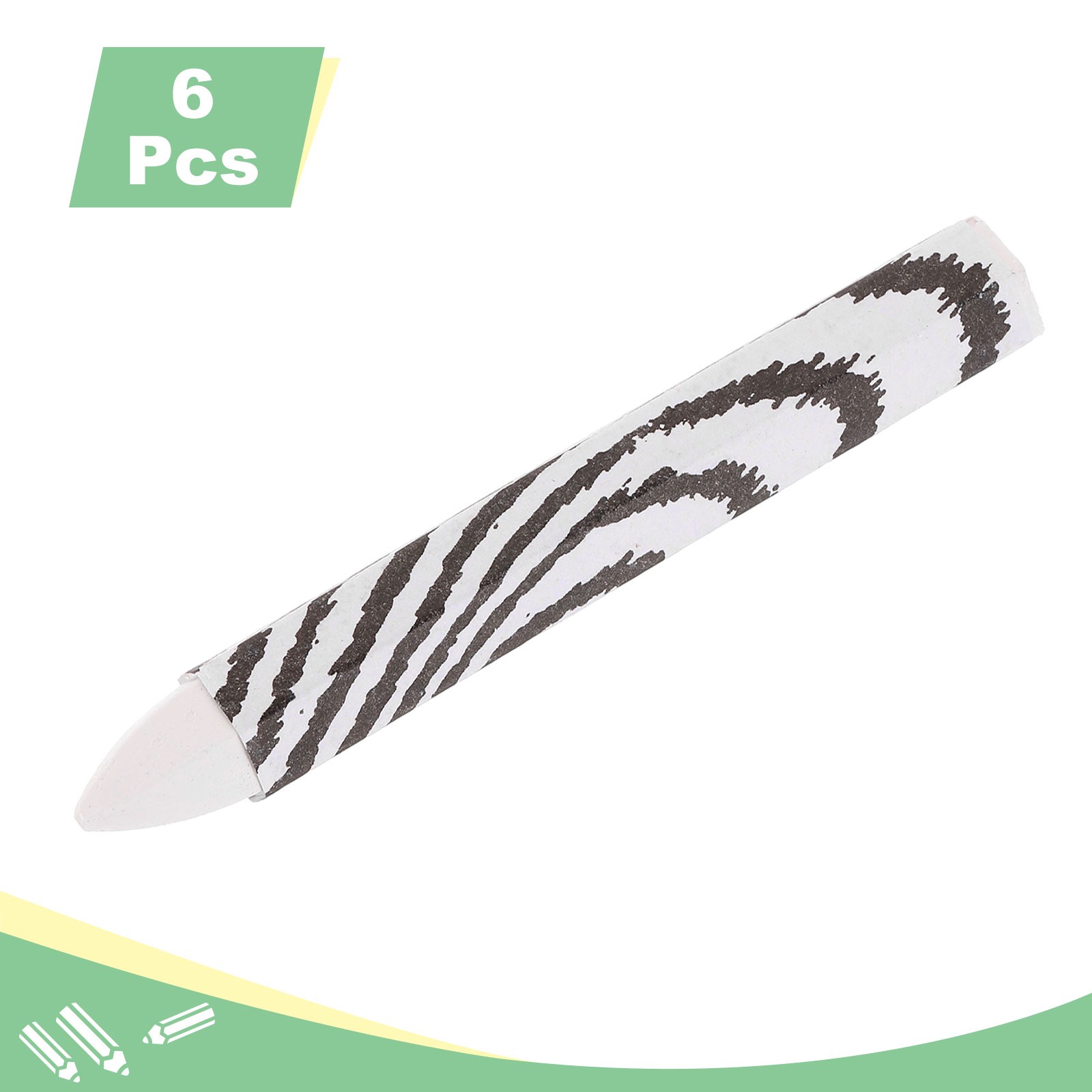 Lumber Marking Crayons, 6 Pcs White Hex Wax Tire Marker, 4″ x 0.55″