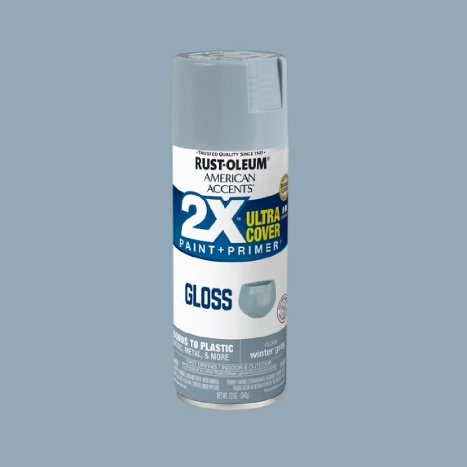 (6 pack) Winter Gray, American Accents 2X Ultra Cover Gloss Spray Paint, 12 oz