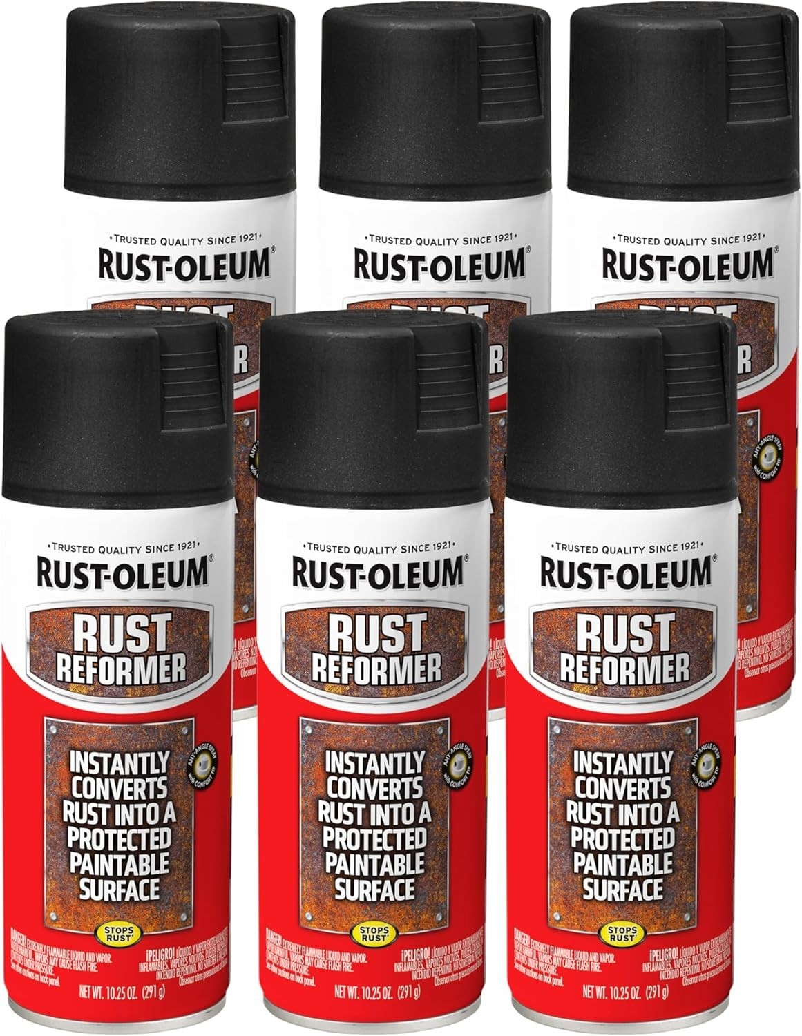 Rust-Oleum Rust Reformer Spray 6-Pack 10.25oz Matte Black Rust to Protected Surf