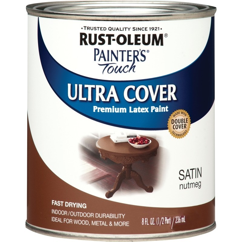 Rust-Oleum 240290 Enamel Paint, Water, Satin, Nutmeg, 0.5 pt, Can, 120 sq-ft Cov