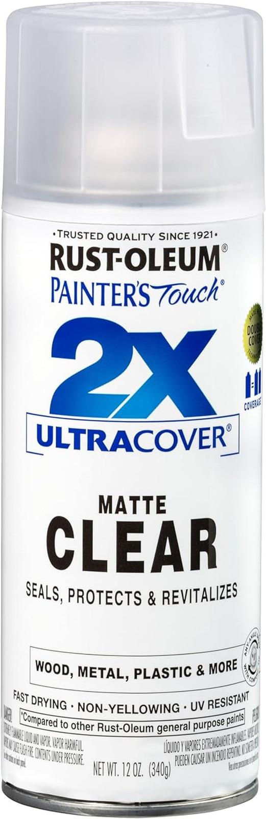 Rust-Oleum Painter’S Touch 2X Ultra Cover Spray Paint, Matte Clear | Indoor and