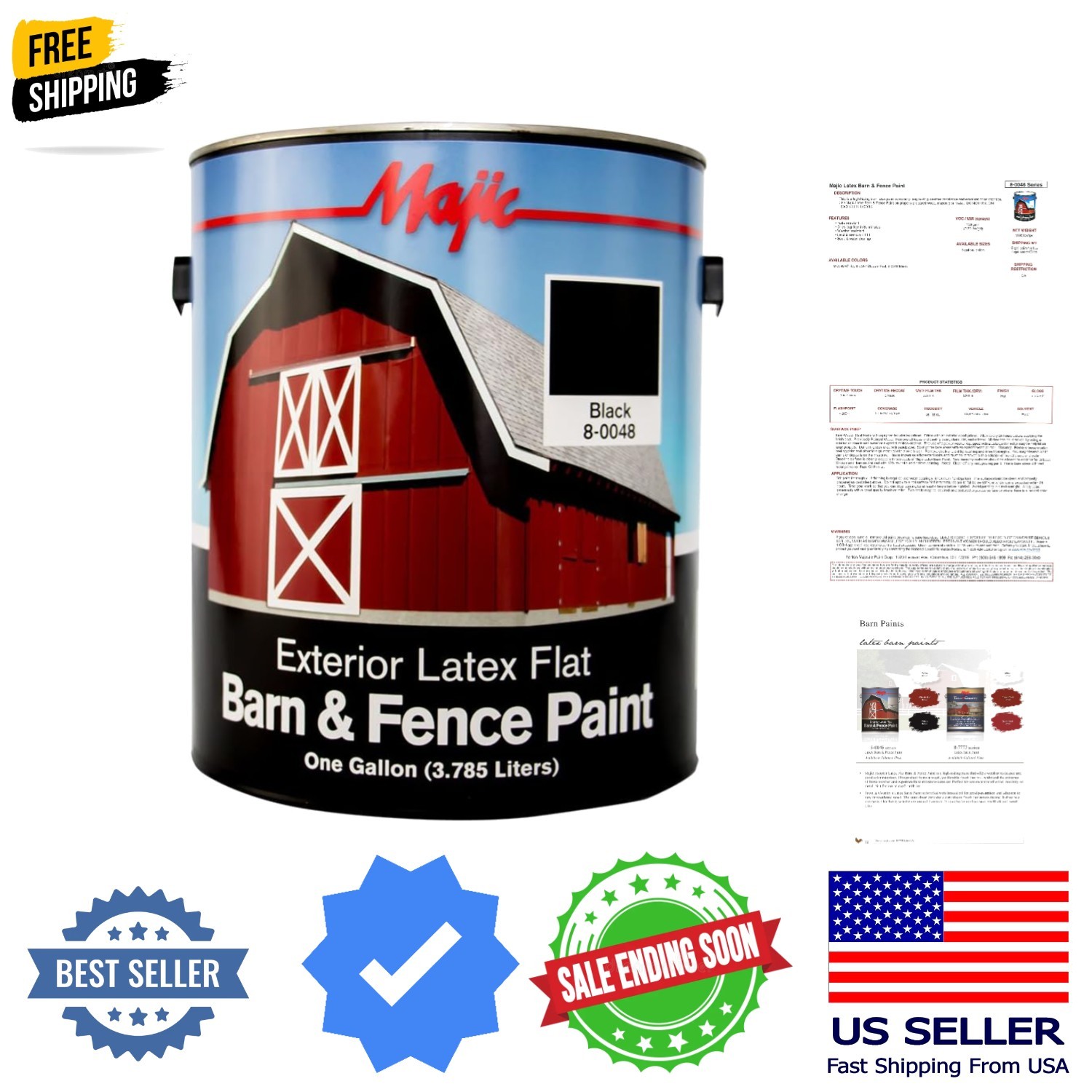 Paints Latex Flat Barn & Fence Paint, 1-Gallon, Black