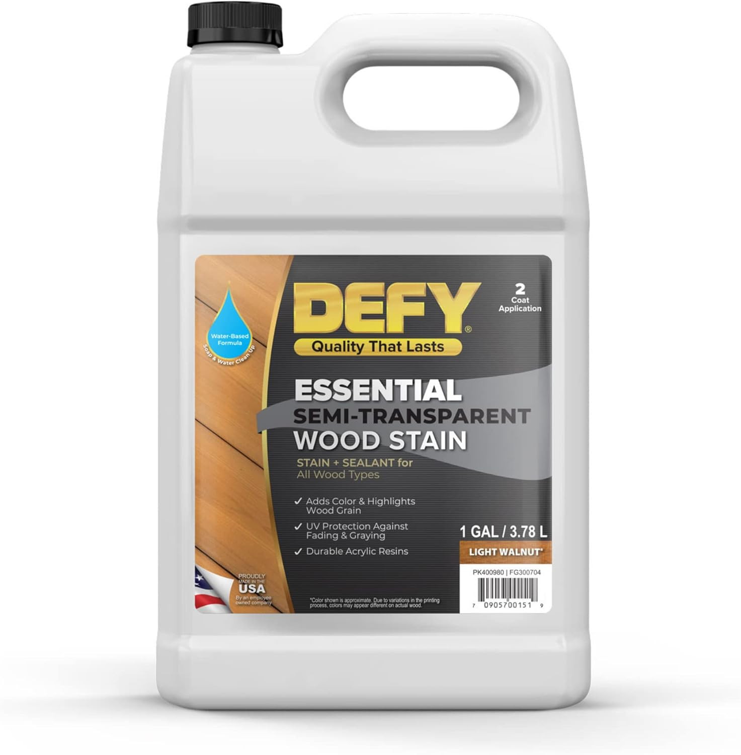 Essential Semi-Transparent Outdoor Wood Stain and Sealer in One, 1 Gallon, Light