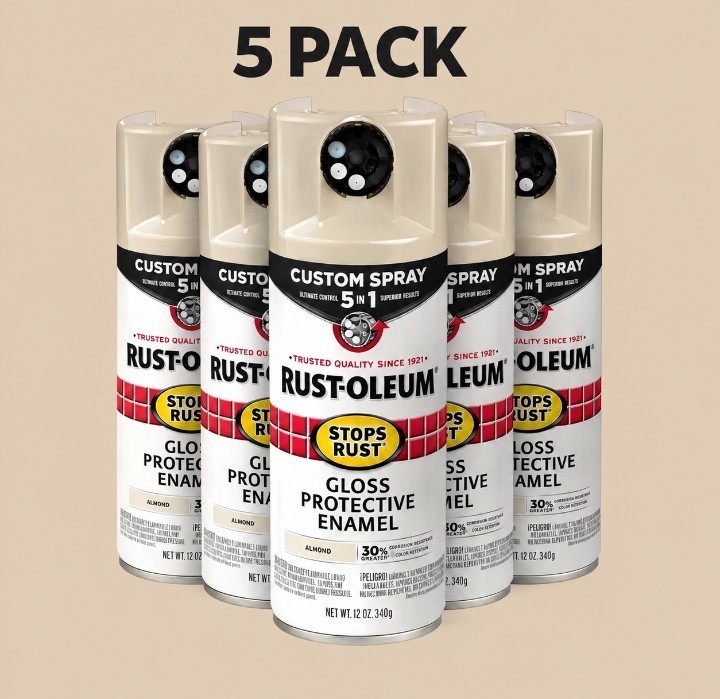 -5 Pack – Rust-Oleum Custom Spray 5-in-1 Almond 12 oz. Adjustable Spray
