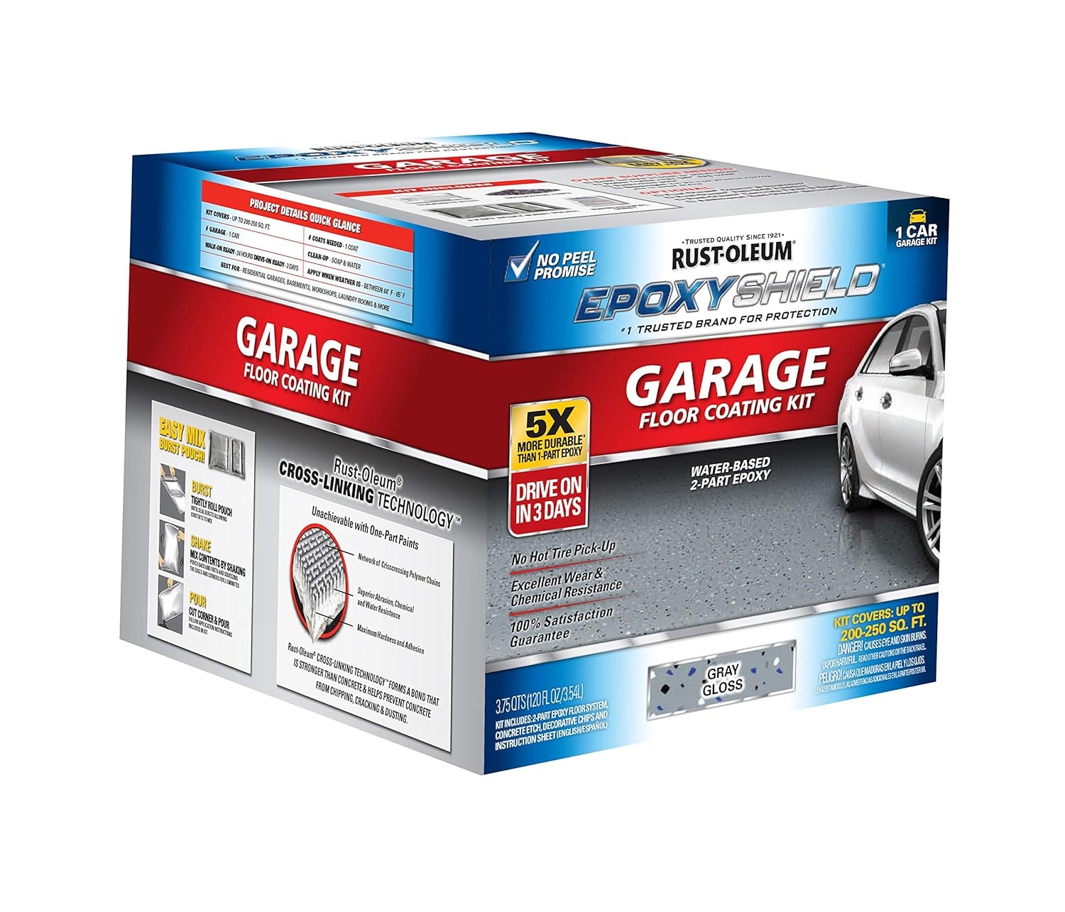 Rust Oleum Epoxy Garage Floor Coating Kit 1 Car Gloss Gray Garage Floor Paint
