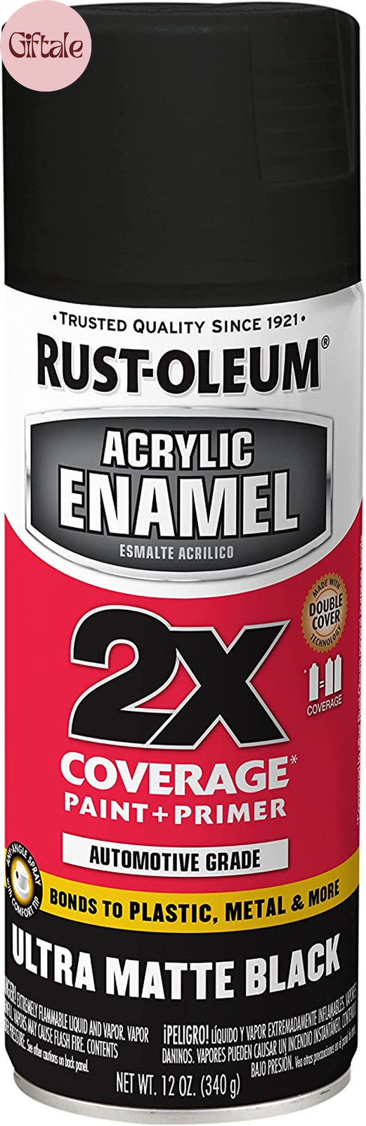372699 Acrylic Enamel 2X Spray Paint, 12 Oz, Ultra Matte Black (Pack of 1)