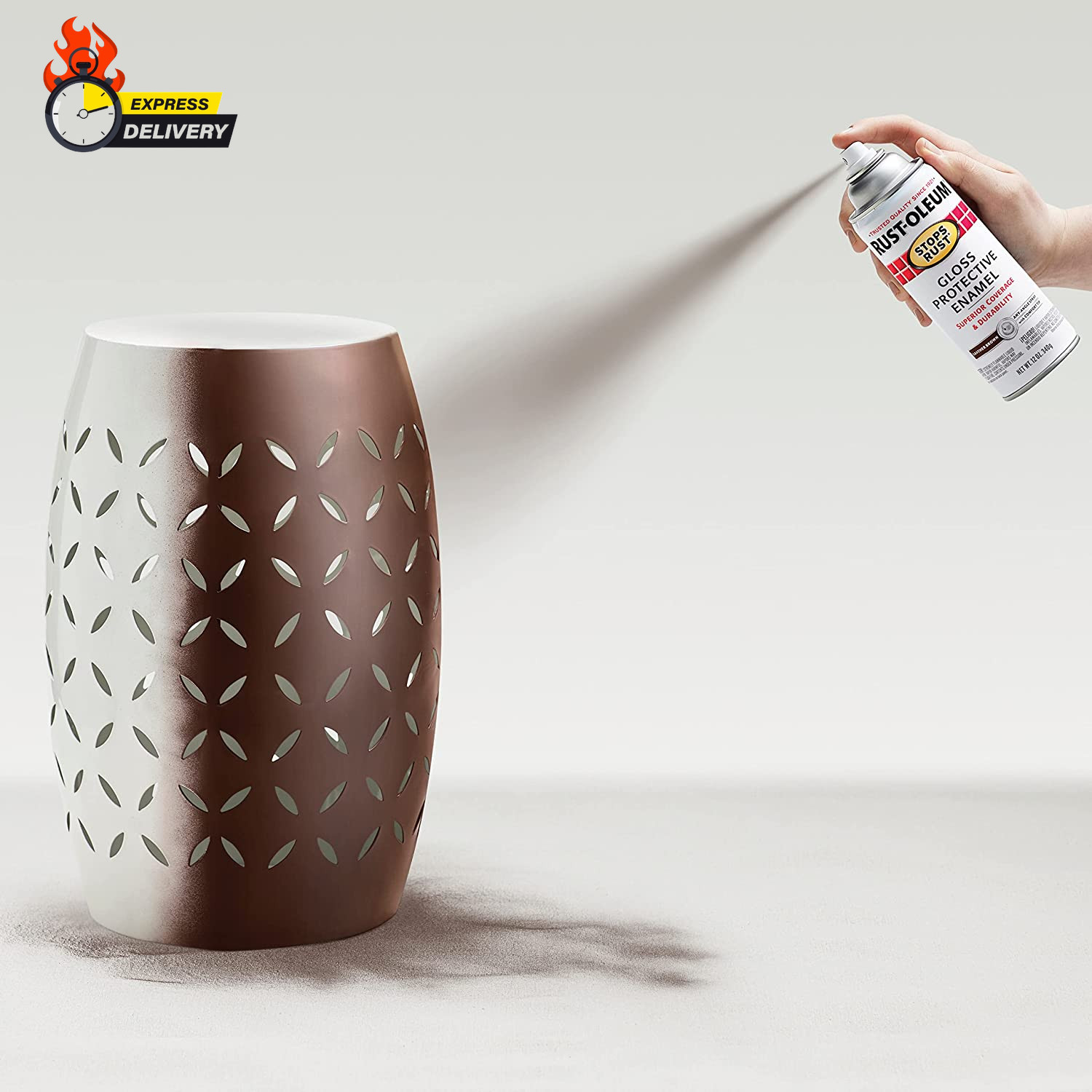 7775830 Stops Rust Spray Paint, 12 Oz, Gloss Leather Brown