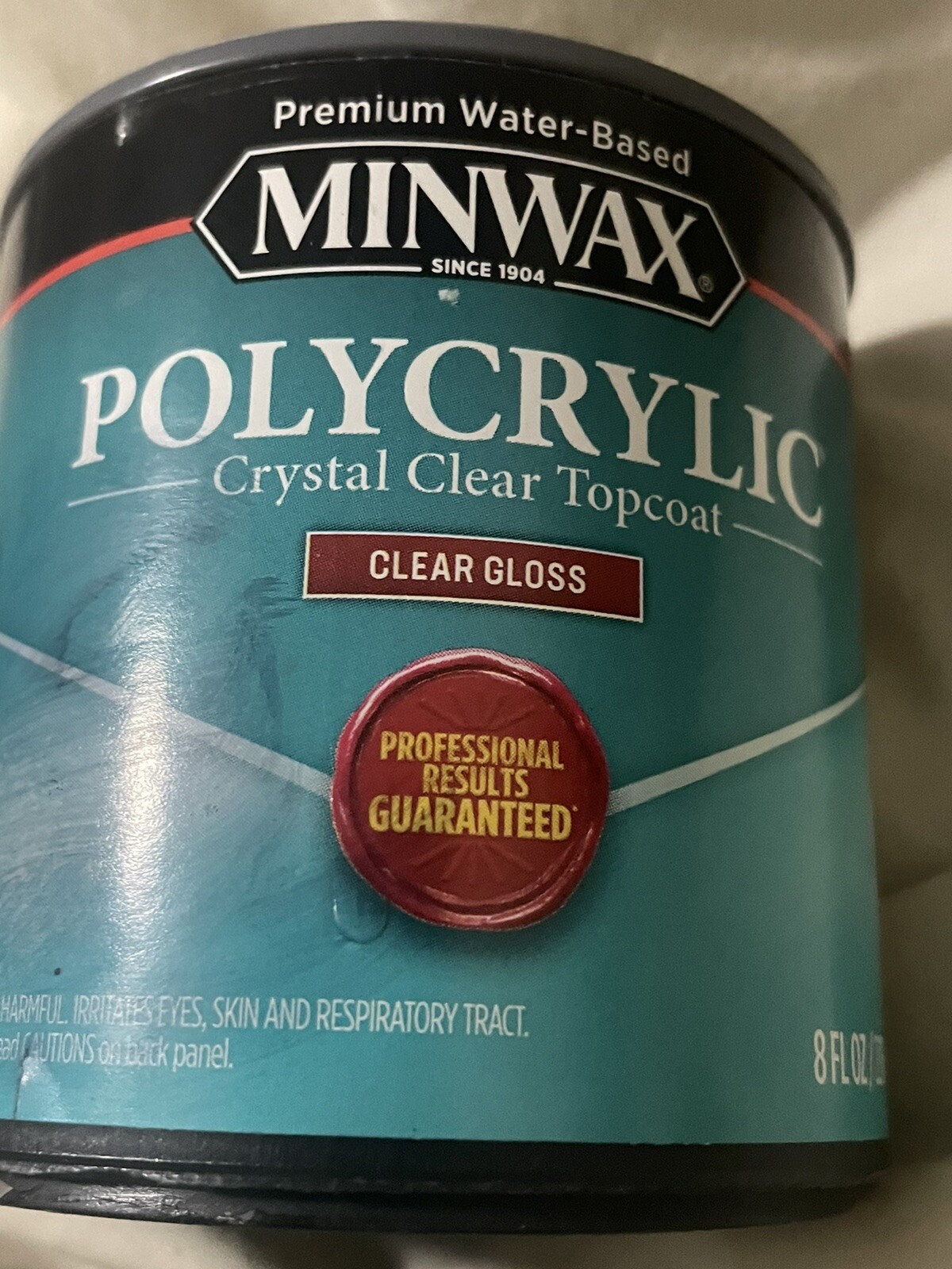 MINWAX POLYCRYLIC Crystal Clear Topcoat CLEAR GLOSS 8oz (1/2 pint) NEW