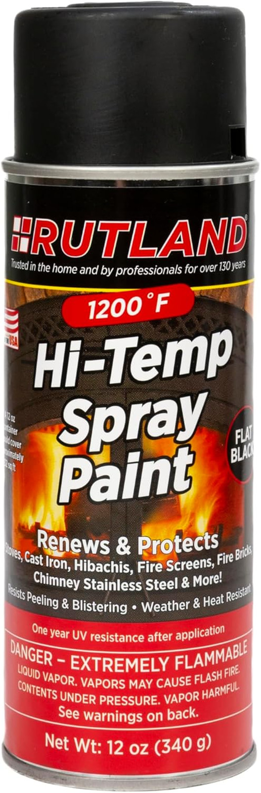 80 Hi-Temp Spray Paint, Fl Oz (Pack of 1), Black, 12