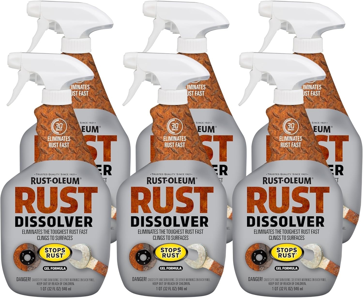 Rust Dissolver Spray Gel 32oz 6 Pack Heavy Duty Corrosion Remover