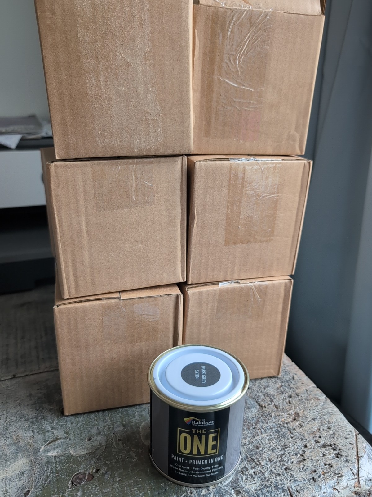 THE ONE Paint and Primer: Dark Grey, Satin 250ml House Paint -Lot of 6 Brand New