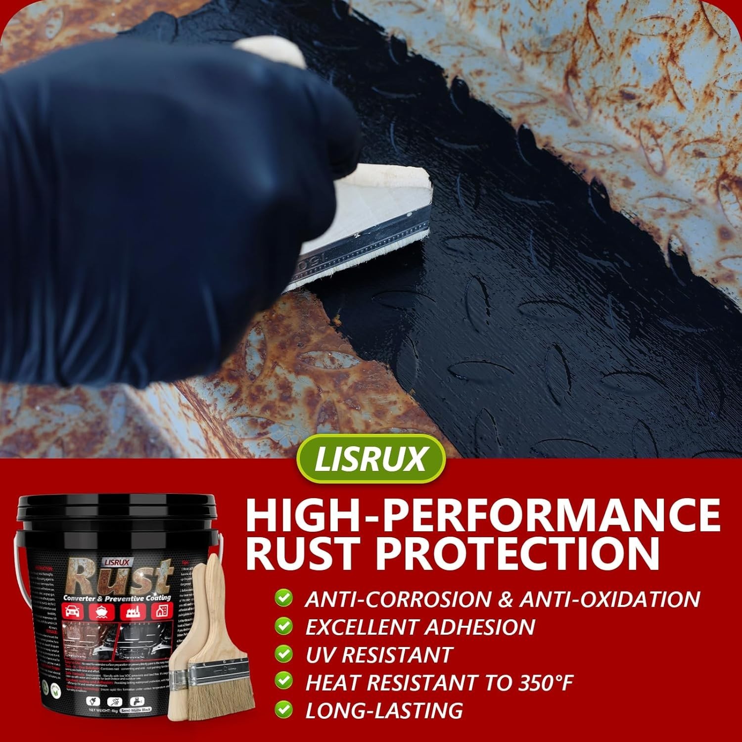 Rust Converter & Metal Primer, 141 Fl Oz Black Rust Inhibitor Paint for Metal…