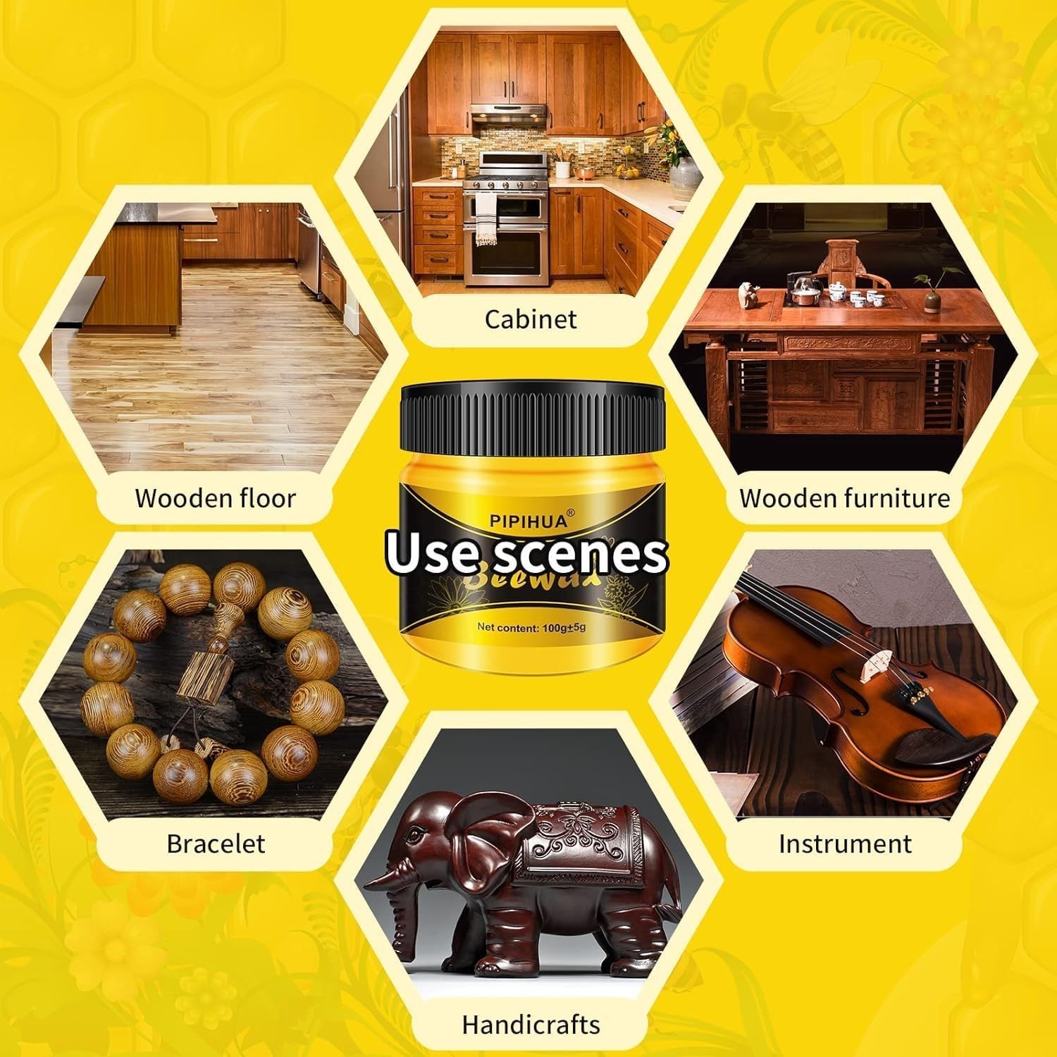 Multipurpose Natural Beeswax Polish for Wood – Waterproof Restore Kit w/ Sponges