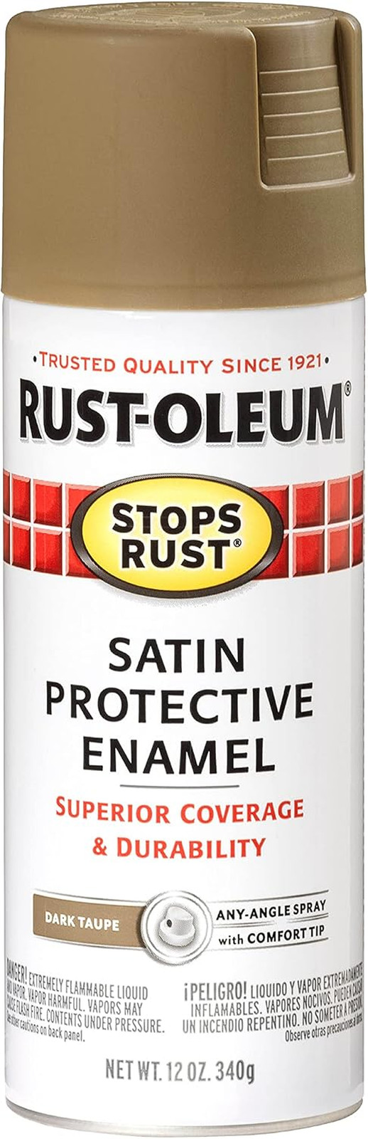 241238 Stops Rust Spray Paint, 12 Oz, Satin Dark Taupe