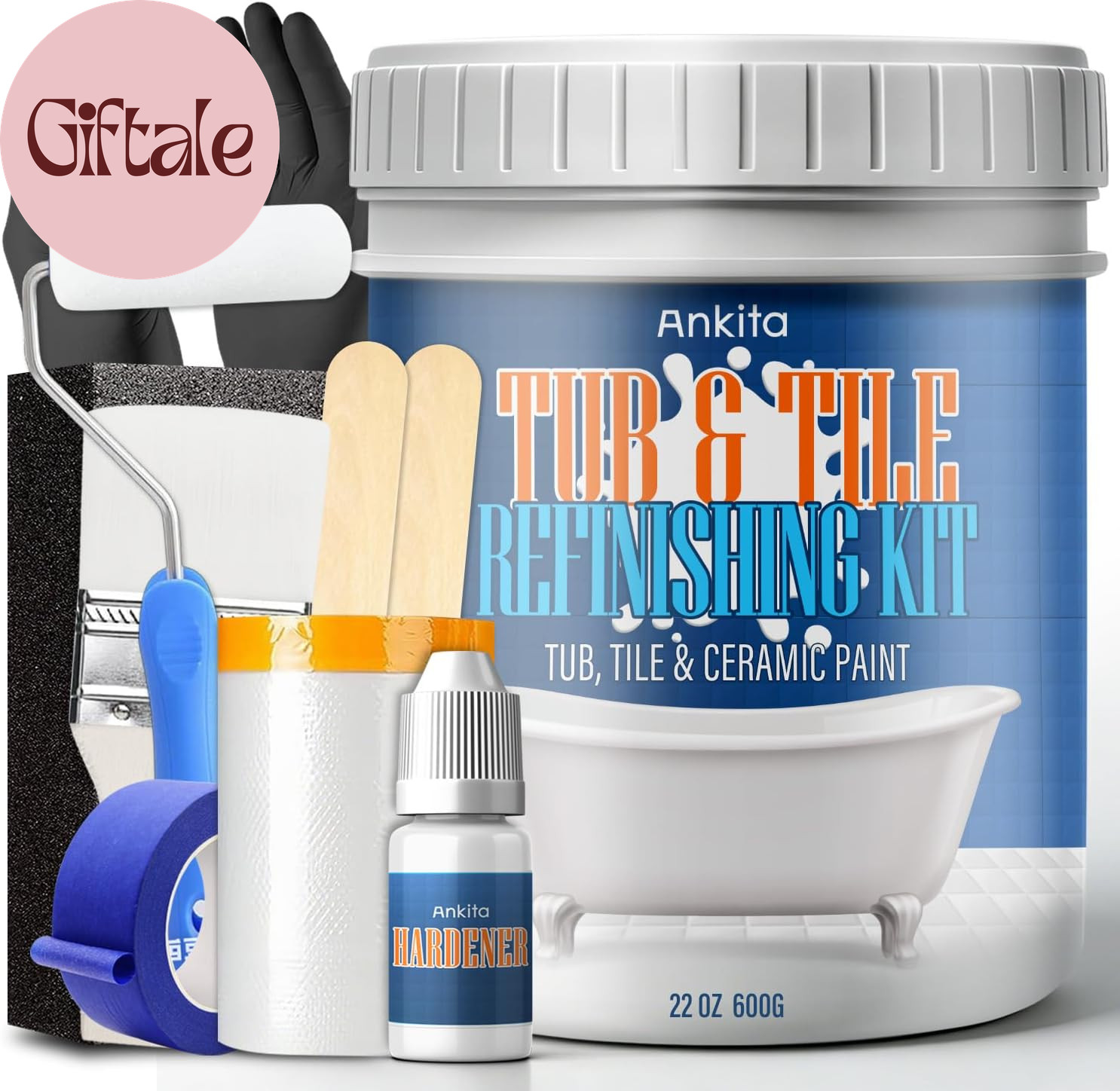 Specialty Tub and Tile Paint, Water-Based Tub and Tile Refinishing Kit with Tool