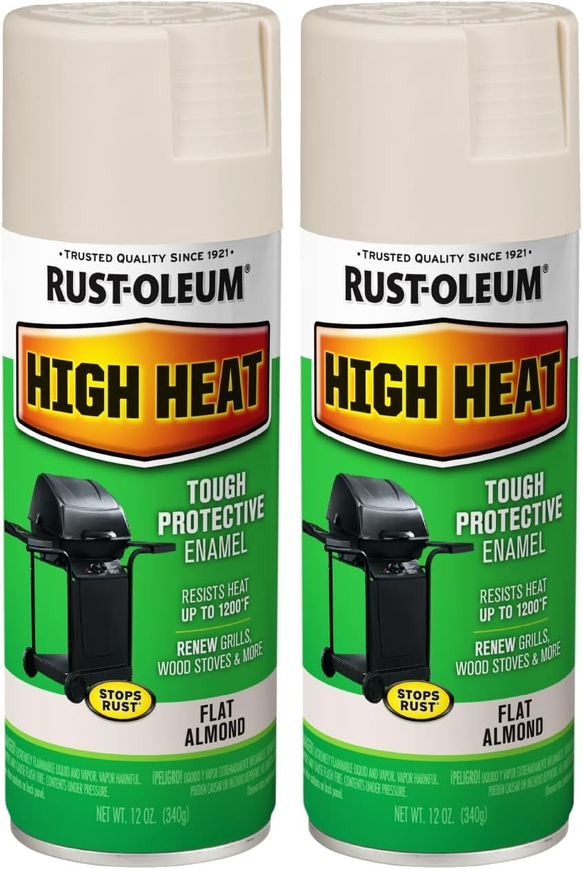 7750830 High Heat Enamel Spray Paint, 12 Oz, Almond (Pack of 2)