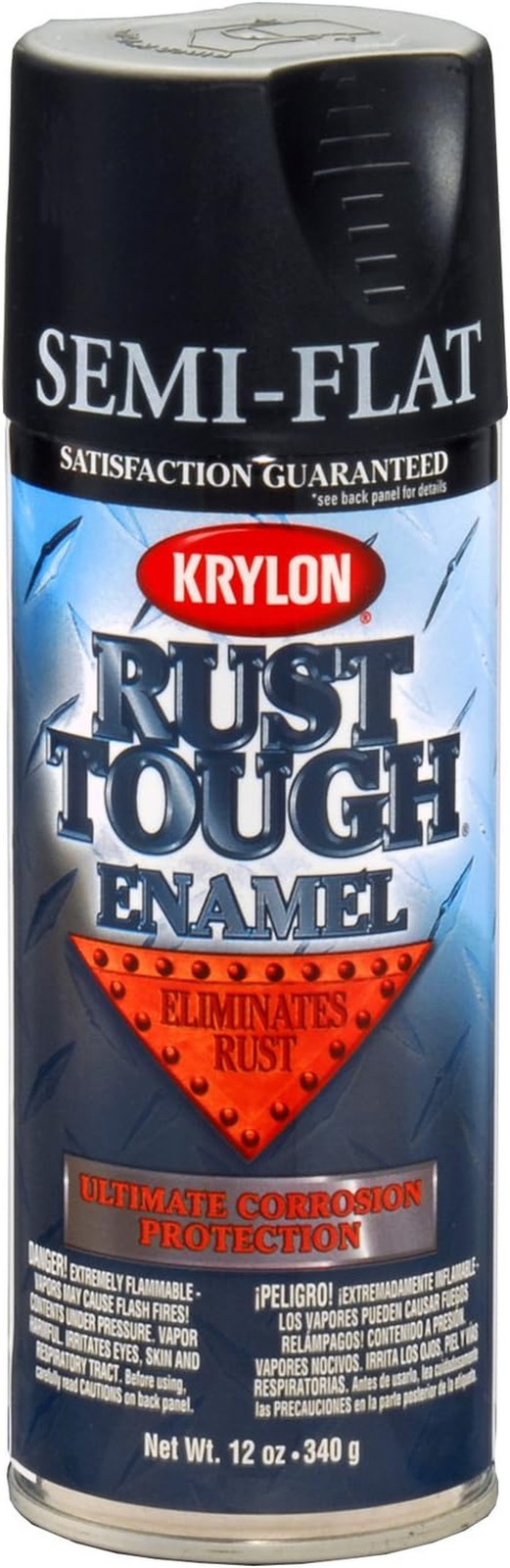Rust Tough Semi-Flat Black Enamel Spray – 12oz, Pack of 6 Cans