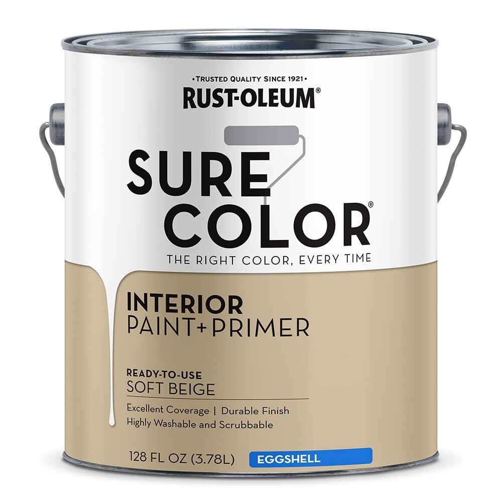 Rust-Oleum 380222 Sure Color Interior Wall Paint and Primer Eggshell Soft Beige