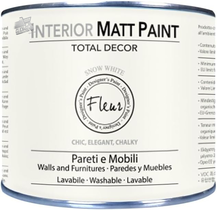 Extra Matte Furniture Wall Paint 375ml Snow White Washable Water Italy