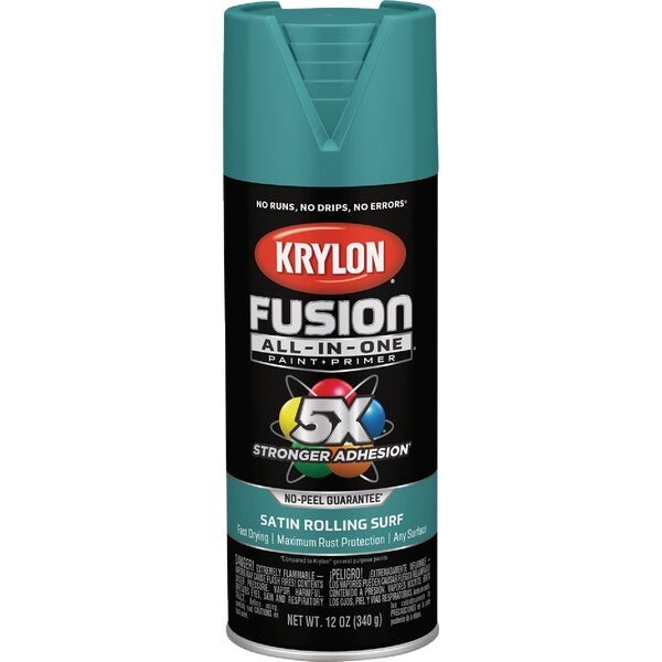 (12)- Krylon Fusion All-In-One 12 Oz. Satin Spray Paint, Rolling Surf K02747007