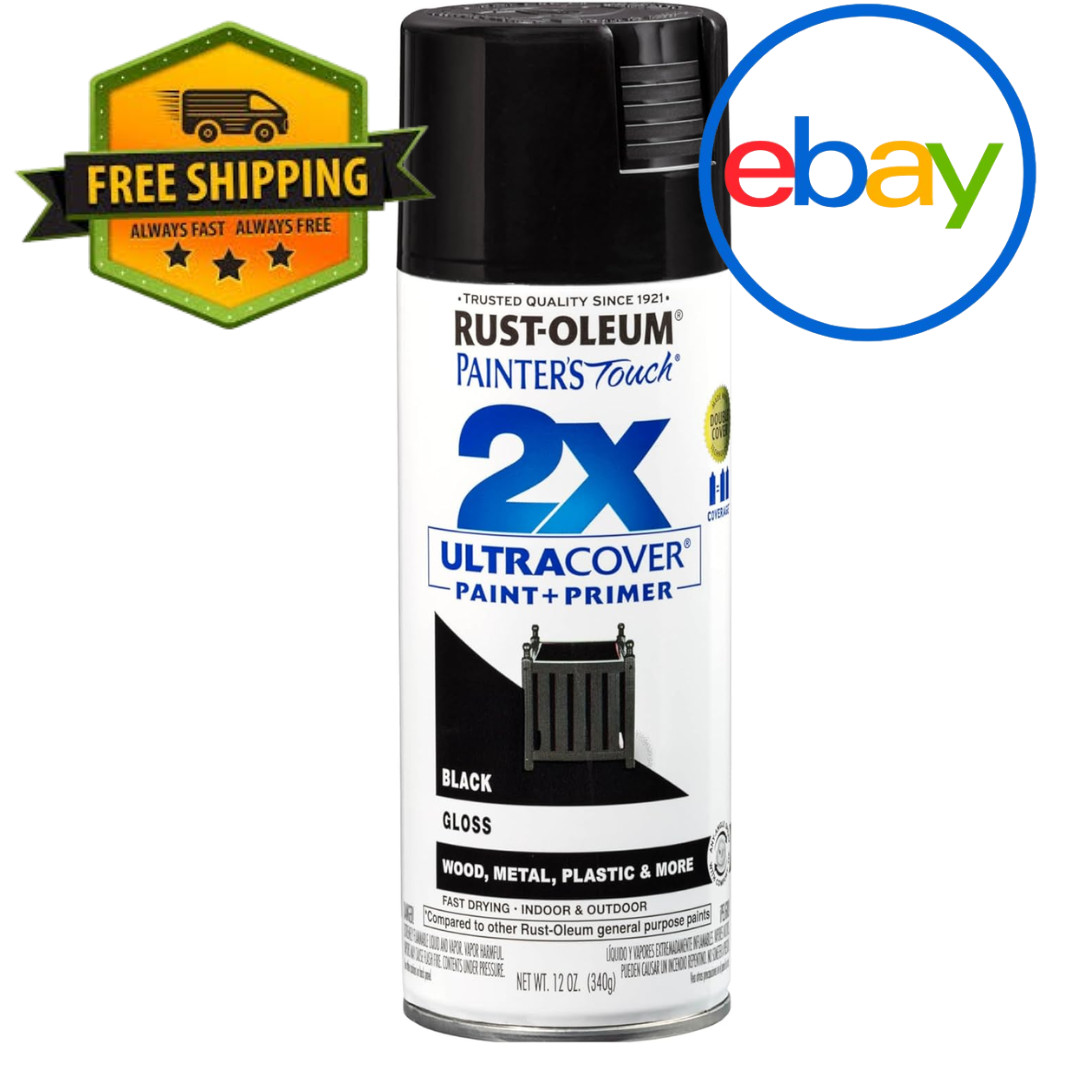 Gloss Black Spray Paint 12oz Gloss Finish For Wood Metal Plastic Plaster Ceramic