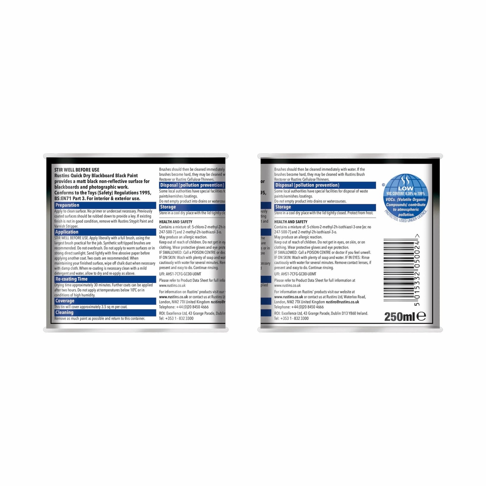 Rustins Blackboard Black Paint 250ml 8.45 Fl Oz (Pack of 1)