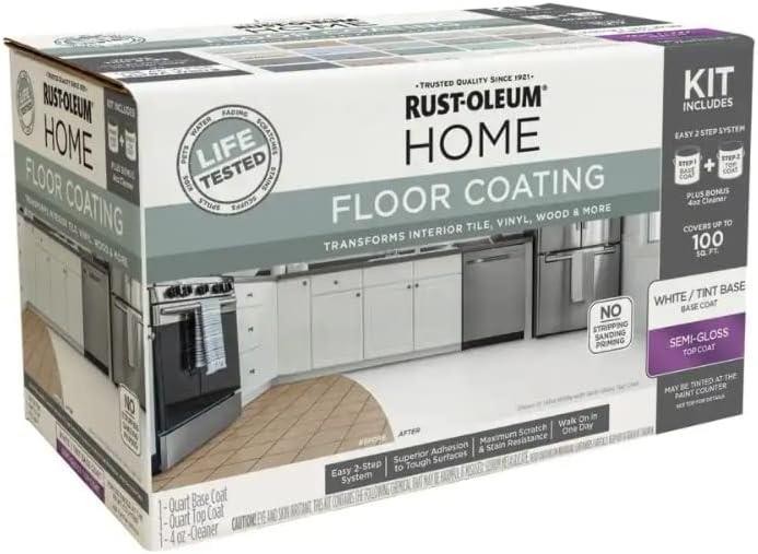 Rust-Oleum HOME Floor Coating, Ultra White Tint Base, Semi-Gloss, Kit – 360099