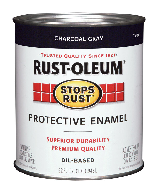Protective Paint Stops Rust Indoor and Outdoor Gloss Charcoal Gray Oil-Based 1 q