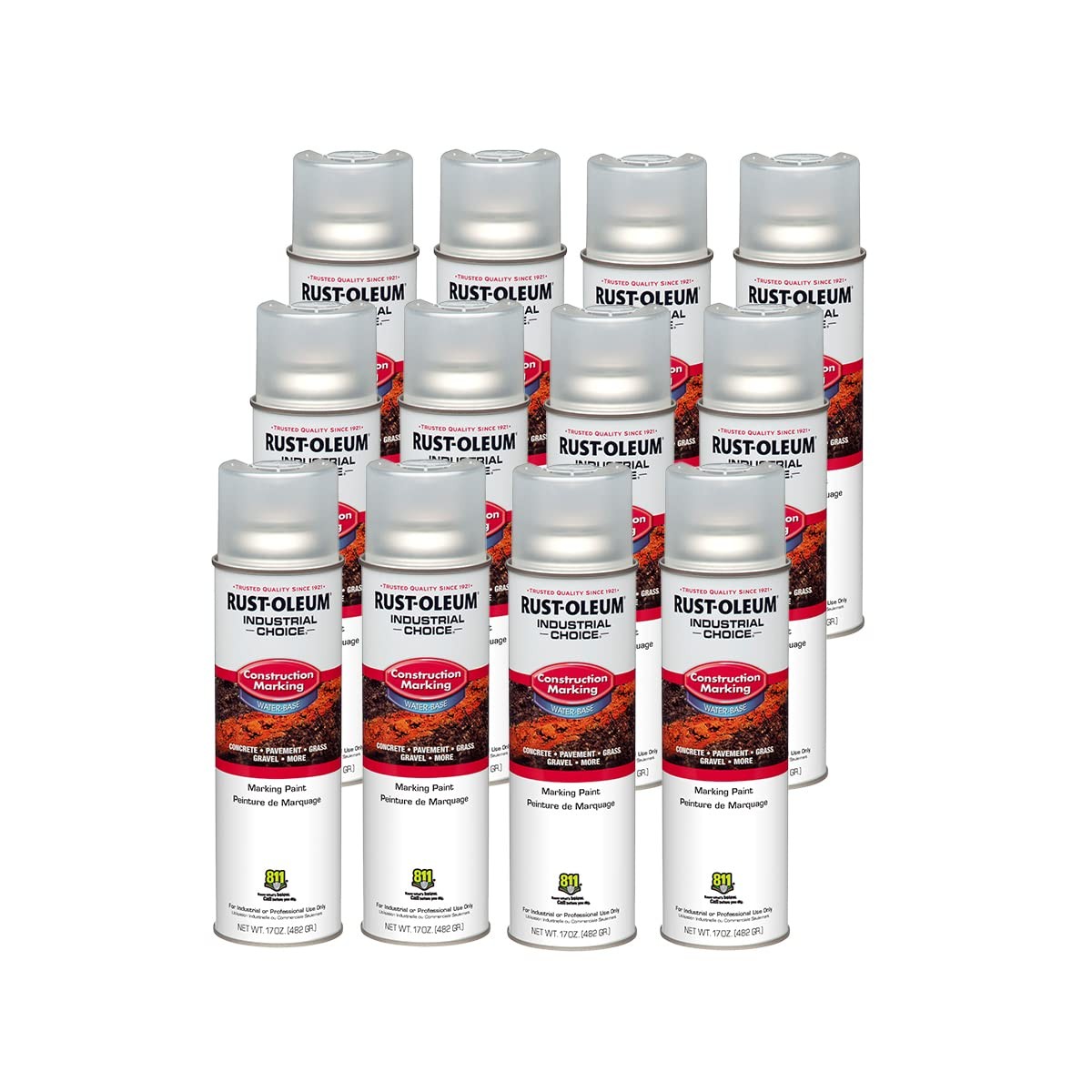 Rust Oleum 12 Pack 17 Ounce Construction Marking Paint Fast Dry Durable Lines